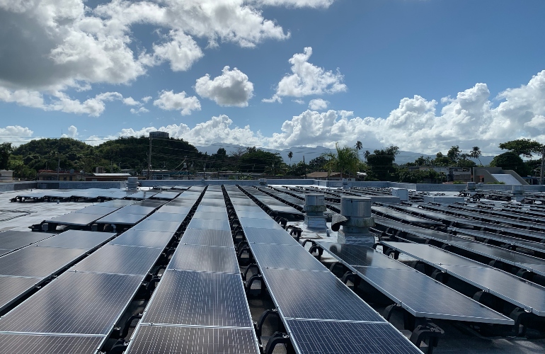 The Interstate Renewable Energy Council (IREC) is assisting development of solar projects in Puerto Rico, including this one atop a health clinic in Loiza. IREC