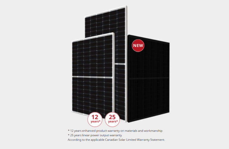 The CS6R-MS module alongside a 72-cell panel in the same series