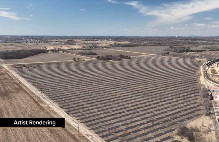 An artist rendering of the solar project at . DEPCOM Power