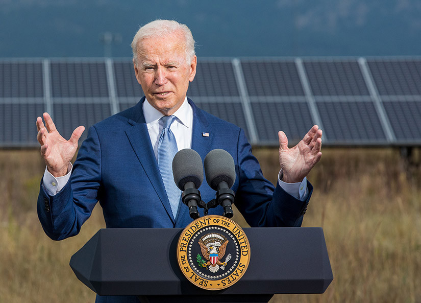 President Joe Biden speaks during a visit to the NREL Flatirons Campus in Arvada, Colorado. Photo by Werner Slocum, NREL