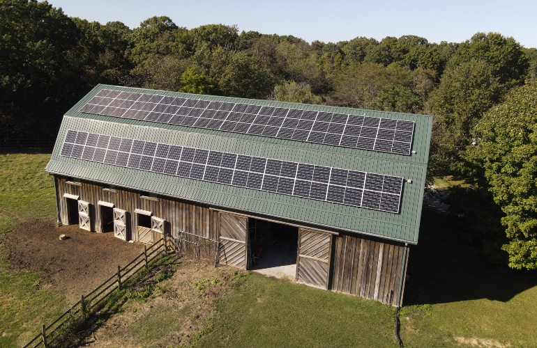 EFS Energy installed a 25.5-kW solar array on two roof sections of a barn originally built in 1878. EFS Energy