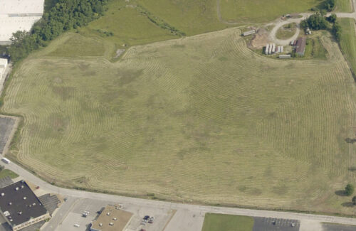 Overhead photo of a closed landfill.