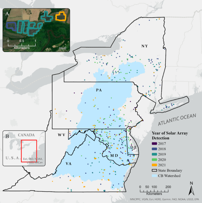 Arrays were mapped for the Chesapeake Bay watershed. 